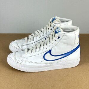 Nike Blazer Mid '77 Airbrush Royal Leather Sneakers Womens 7 White Blue Lace Up